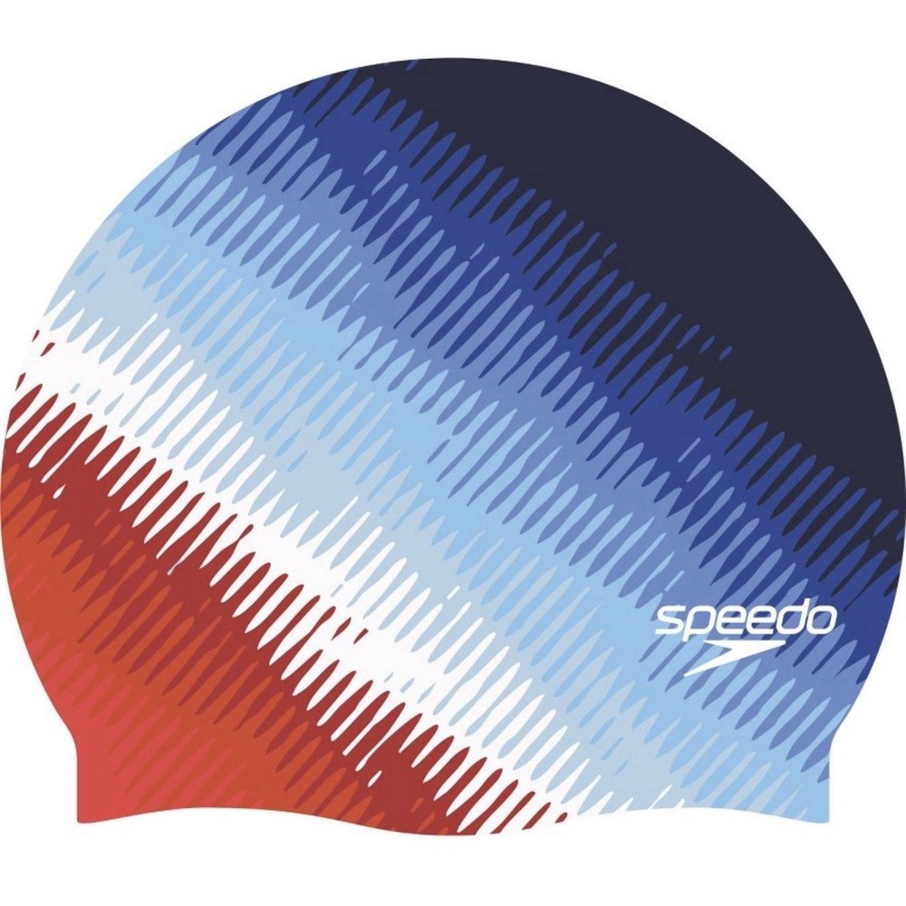 NEW Speedo Adult Comfort Swim Cap Red White Blue Latex Free Ultra Soft Silicone